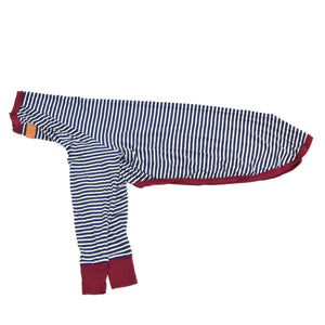 Navy Stripe/ Burgundy Trim Lightweight Pajama Shirt (Copy)