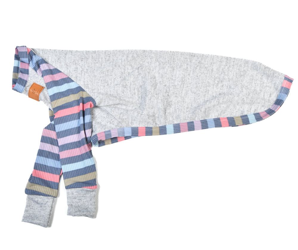 Heather Gray / Pastel Stripe T-shirt Pajamas
