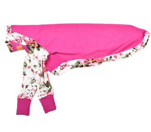 Magenta / Ivory Floral Whippet T-shirt Pajamas