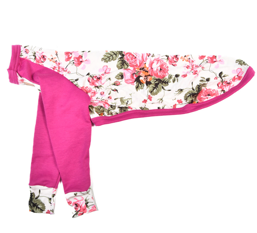 Ivory Floral / Magenta T-shirt Pajamas