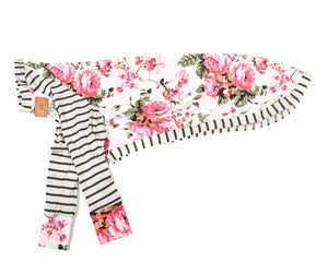 Ivory Floral / Olive Stripe T-shirt Pajamas