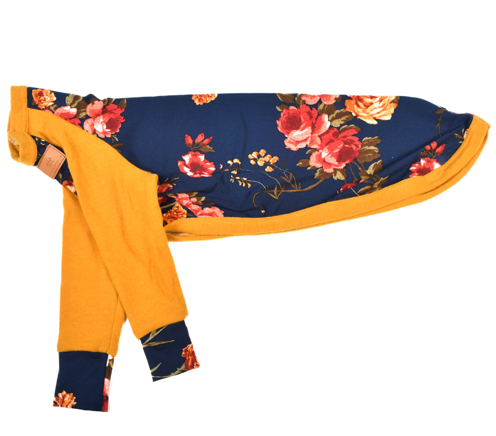 Navy Floral / Mustard T-shirt Pajamas