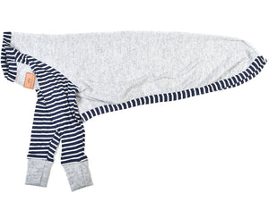 Heather Gray / Black White Stripe T-shirt Pajamas