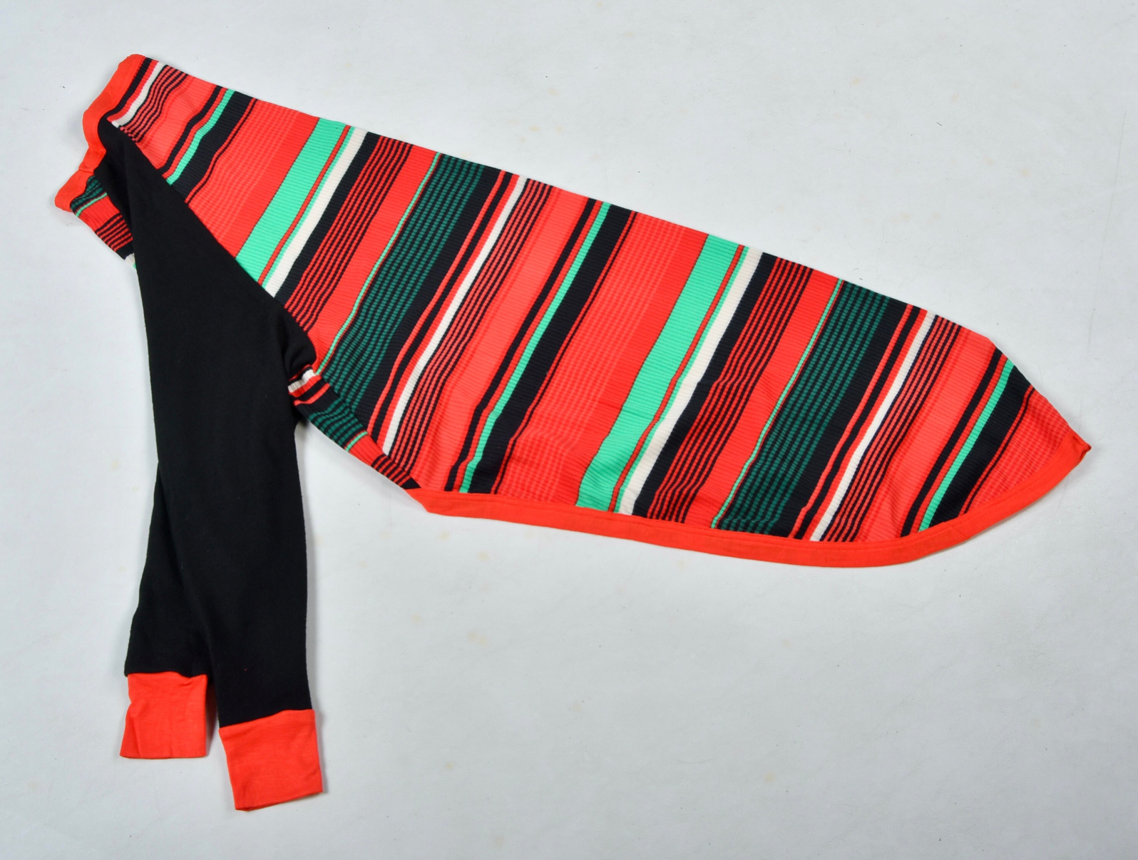 Red/Green Stripe / Black Sleeve Lightweight Pajama Shirt
